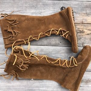 Minnetonka knee high lace boots
